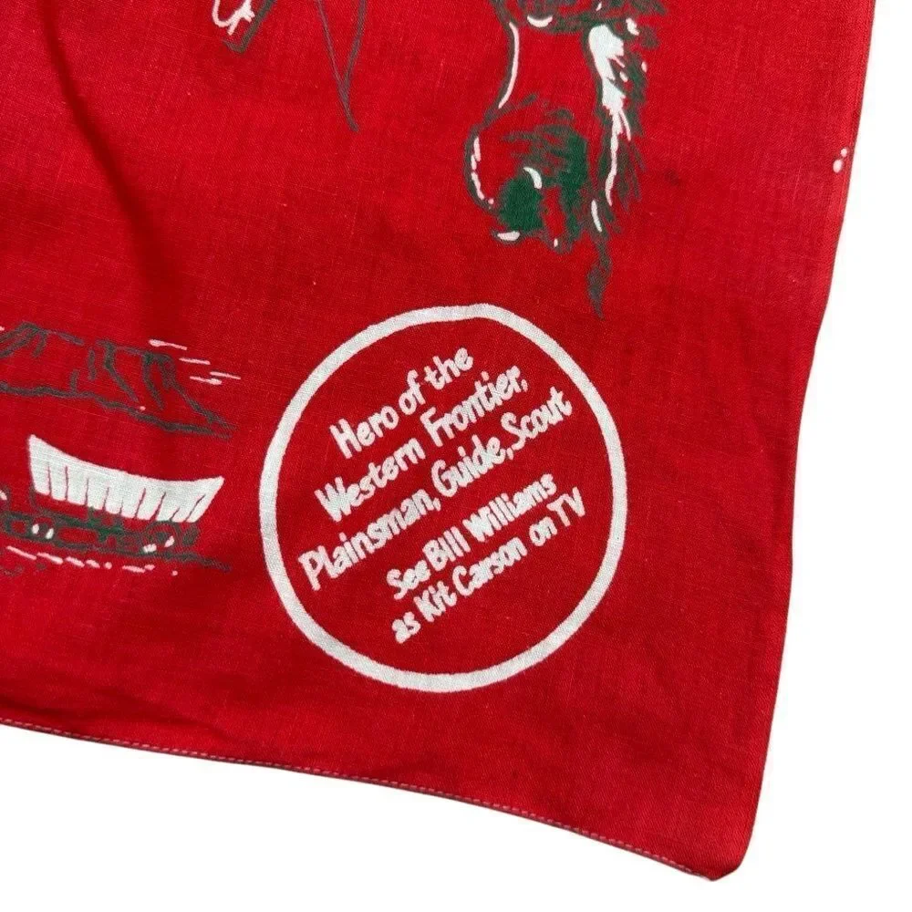 Vintage 1950s Kit Carson Coca-Cola Bandana, Bill Williams; Western, Ephemera Red